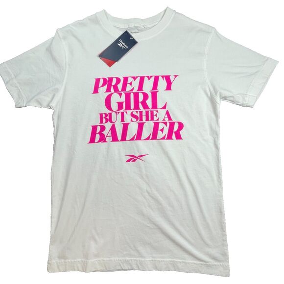 Reebok Top Womens Small White Baller Basketball Sports Angel Reese WNBA NWT - Picture 1 of 6